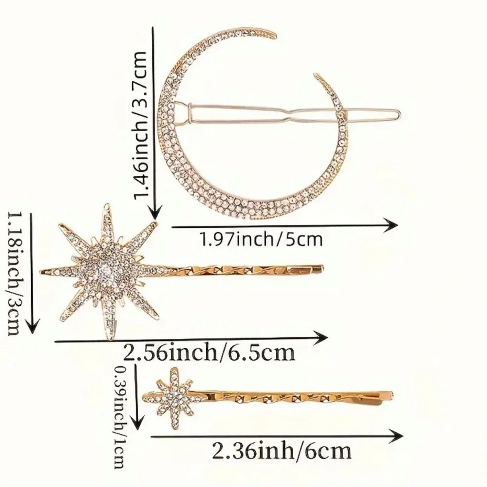 New 3pcs Celestial Star Hair Pins Gold - Wedding 💫 💕💕